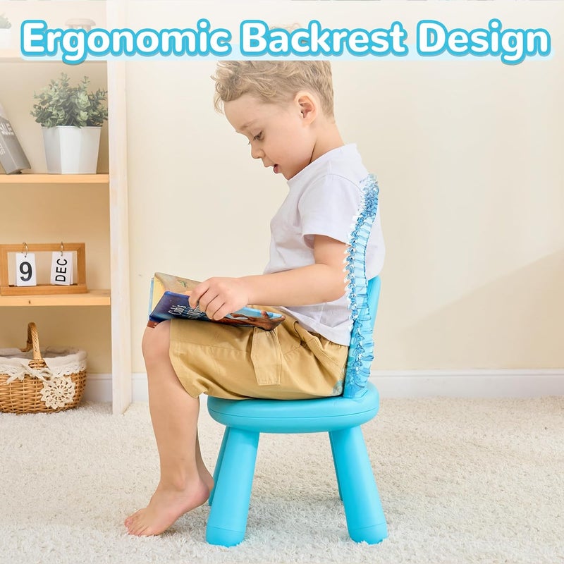 KidBloom Toddler Chair, Kids Chair for Table with Ergonomic Rainbow Backrest, Durable Small Versatile Plastic Child Chair for Toddlers 1-3, Blue - Image 5